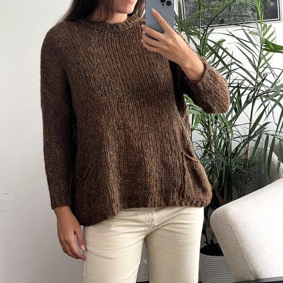 Zara Italian Yarn brown sweater wool mohair size M - Picture 1 of 6